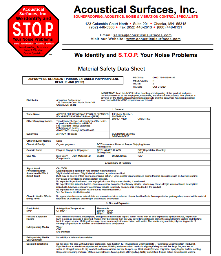 Access Sound Silencer MSDS